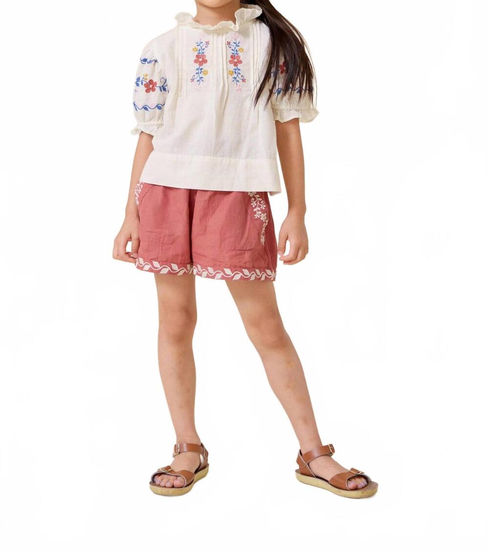 NEW LALI girl's luna top and paperbag shorts in white